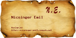 Nicsinger Emil névjegykártya